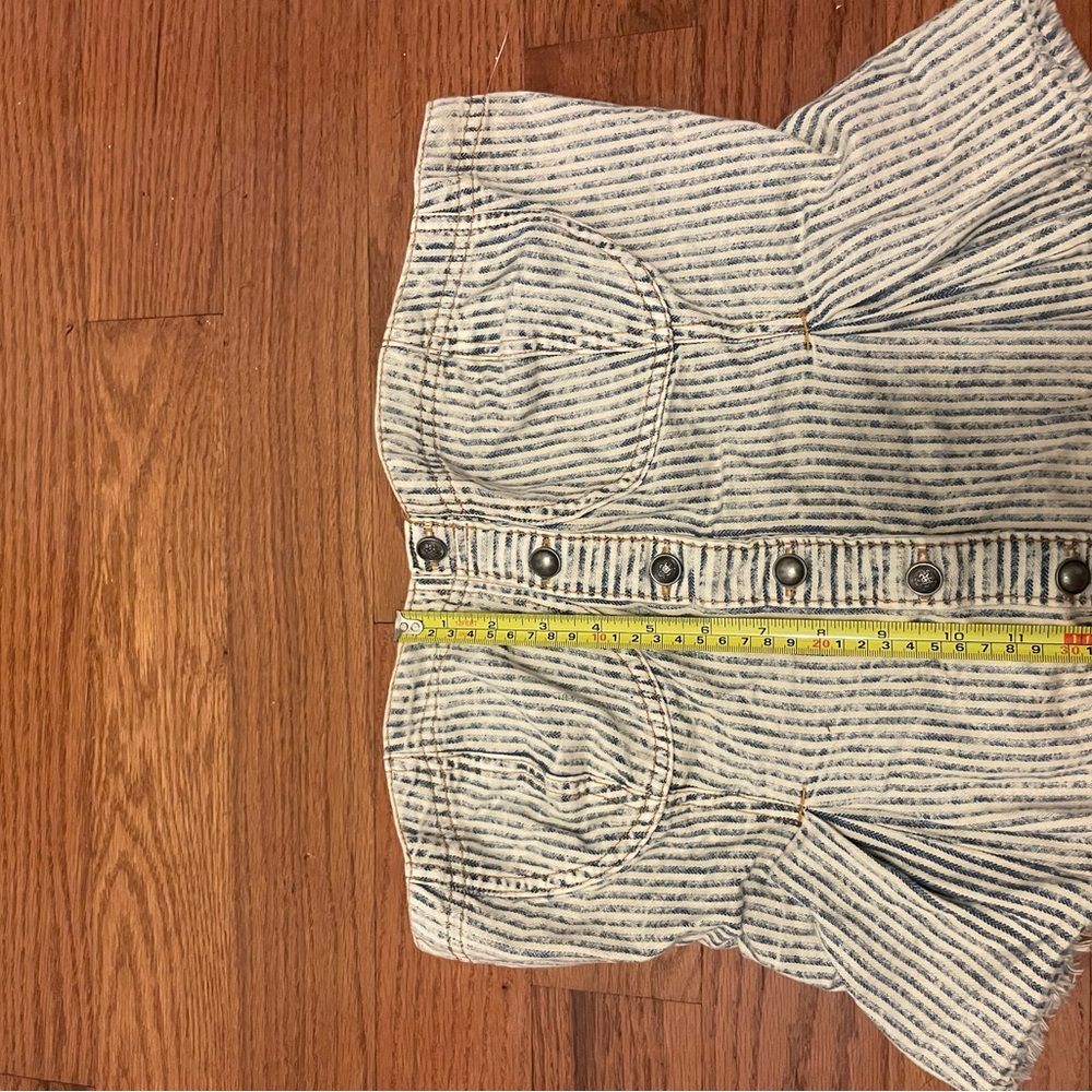 Pilcro Blue-Striped Cream Corset Crop Top - Picture 4 of 4